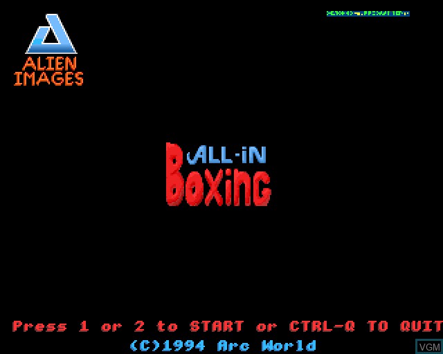 Title screen of the game All-In Boxing on Acorn Archimedes