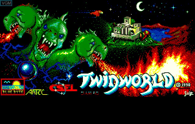 Title screen of the game Twinworld on Acorn Archimedes