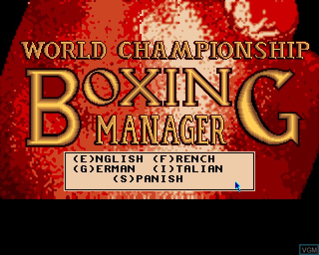 Title screen of the game World Championship Boxing Manager on Acorn Archimedes
