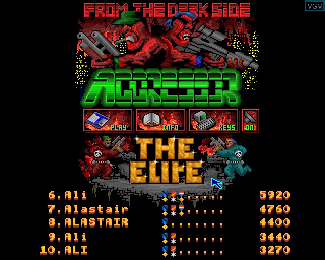 Menu screen of the game Agressor on Acorn Archimedes