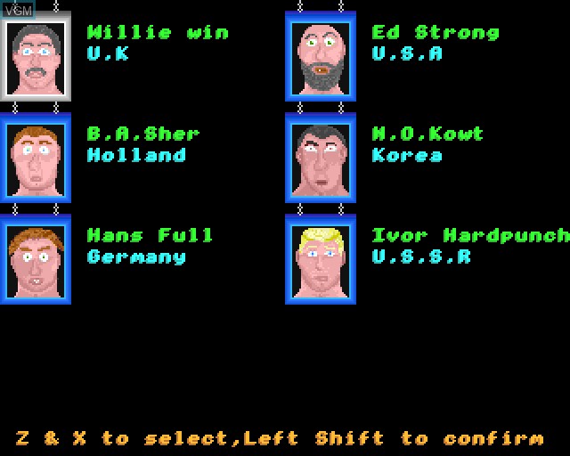 Menu screen of the game All-In Boxing on Acorn Archimedes