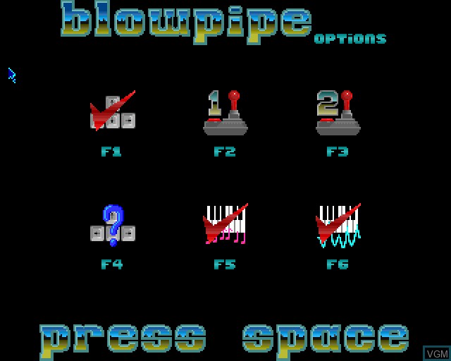 Menu screen of the game Blowpipe on Acorn Archimedes