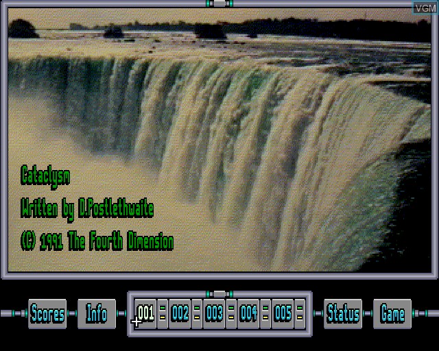 Menu screen of the game Cataclysm on Acorn Archimedes