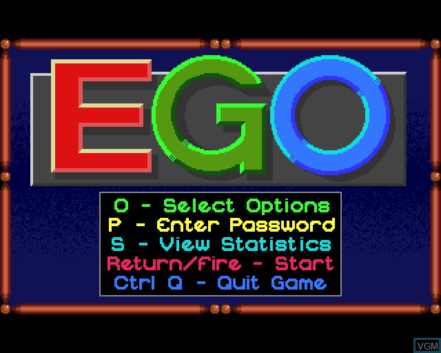 Menu screen of the game EGO - Repton 4 on Acorn Archimedes