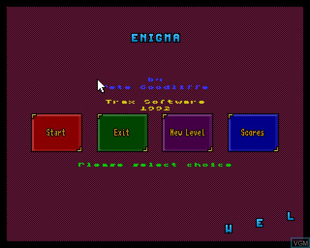 Menu screen of the game Enigma on Acorn Archimedes