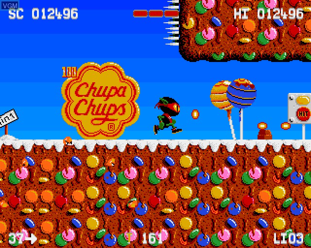 In-game screen of the game Zool on Acorn Archimedes