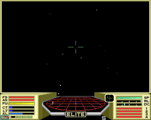 In-game screen of the game Elite on Acorn Archimedes