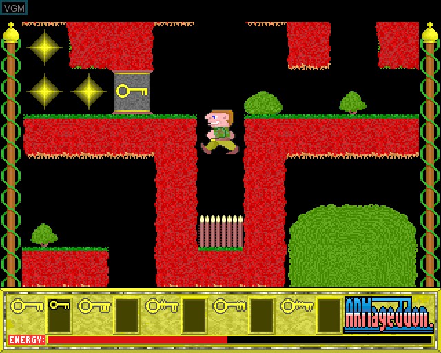 In-game screen of the game Bobby Blockhead vs The Dark Planet on Acorn Archimedes