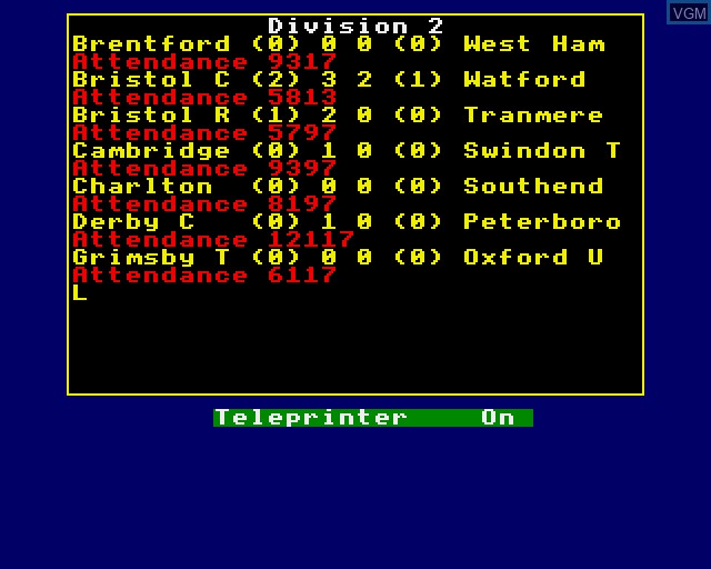 In-game screen of the game Leeds Utd - Champions! on Acorn Archimedes