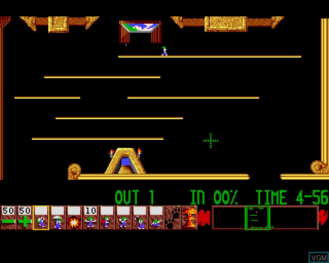 In-game screen of the game Lemmings on Acorn Archimedes
