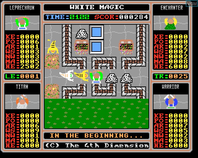 In-game screen of the game White Magic on Acorn Archimedes