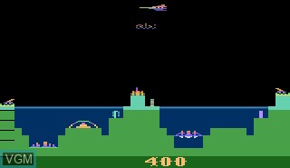 In-game screen of the game Atlantis on Atari 2600
