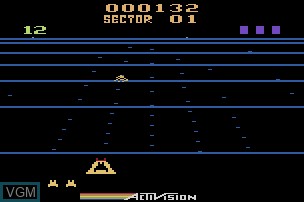 In-game screen of the game Beamrider on Atari 2600