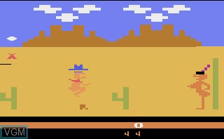 In-game screen of the game Custer's Revenge on Atari 2600