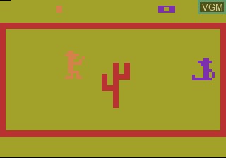 In-game screen of the game Outlaw on Atari 2600