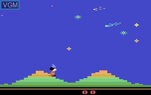 In-game screen of the game Sorcerer's Apprentice on Atari 2600