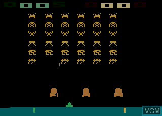 In-game screen of the game Space Invaders on Atari 2600
