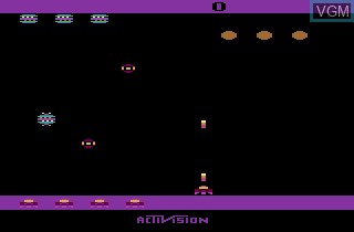 In-game screen of the game Spider Fighter on Atari 2600