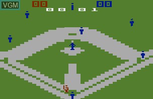 In-game screen of the game Super Challenge Baseball on Atari 2600