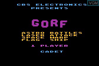 Title screen of the game Gorf on Atari 5200