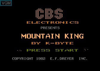 Title screen of the game Mountain King on Atari 5200