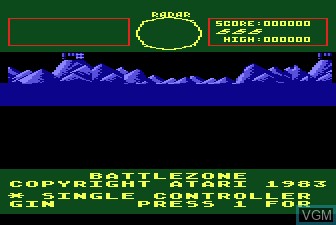 Menu screen of the game Battlezone on Atari 5200