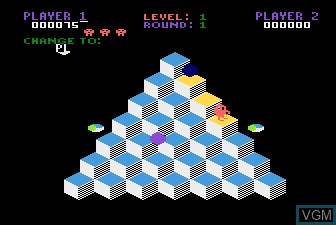 In-game screen of the game Q-bert on Atari 5200