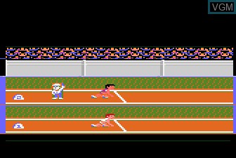 In-game screen of the game Track and Field on Atari 5200