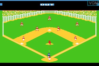 In-game screen of the game Barroom Baseball on Atari 5200