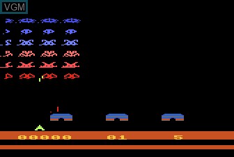 In-game screen of the game Space Invaders on Atari 5200