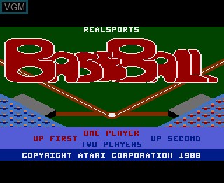 Title screen of the game RealSports Baseball on Atari 7800