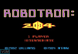 Title screen of the game Robotron 2084 on Atari 7800