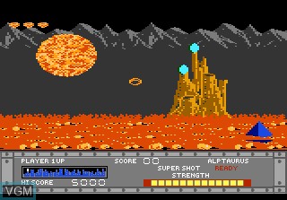 In-game screen of the game Sentinel on Atari 7800