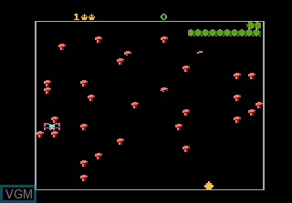 In-game screen of the game Centipede on Atari 7800