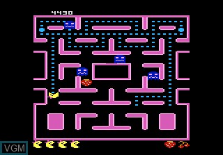 In-game screen of the game Ms. Pac-Man on Atari 7800
