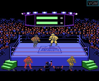 In-game screen of the game Title Match Pro Wrestling on Atari 7800