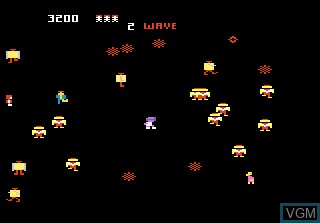 In-game screen of the game Robotron 2084 on Atari 7800