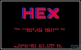 Title screen of the game Hex on Atari ST