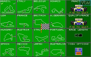 Menu screen of the game Nigel Mansell's Grand Prix on Atari ST