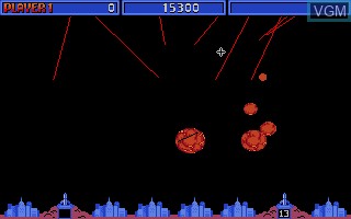 In-game screen of the game Missile Command on Atari ST