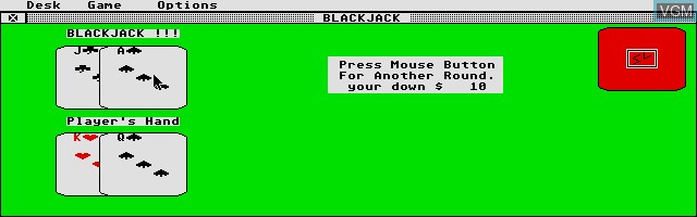 In-game screen of the game Blackjack on Atari ST