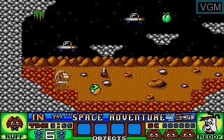 In-game screen of the game Ruff and Reddy in the Space Adventure on Atari ST