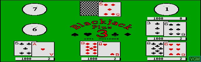 In-game screen of the game Blackjack Plus 3 on Atari ST
