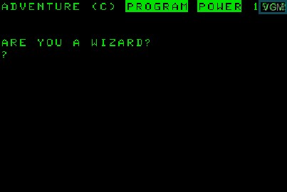 Title screen of the game Adventure on Acorn Atom