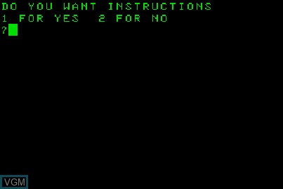 Title screen of the game Boms Away on Acorn Atom