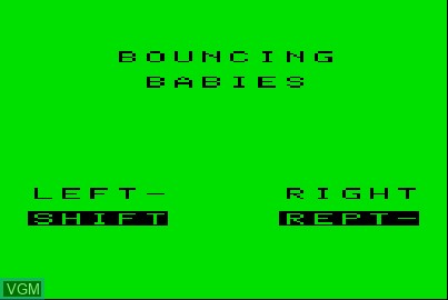 Title screen of the game Bouncing Babies on Acorn Atom