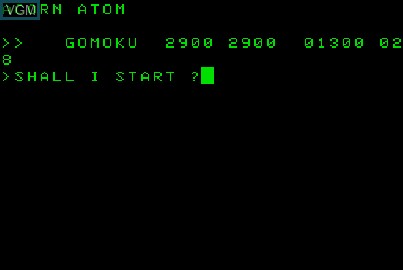 Title screen of the game GoMoku on Acorn Atom