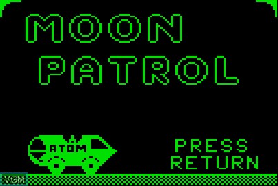 Title screen of the game Moon Patrol on Acorn Atom