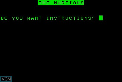 Title screen of the game Martians, The on Acorn Atom