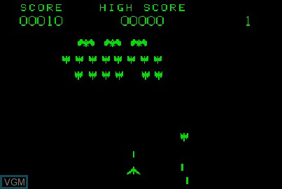 In-game screen of the game AstroBirds on Acorn Atom